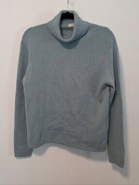 Womens Sweater - Vintage TSE 100% Pure Cashmere Turtleneck Light Blue Size Large